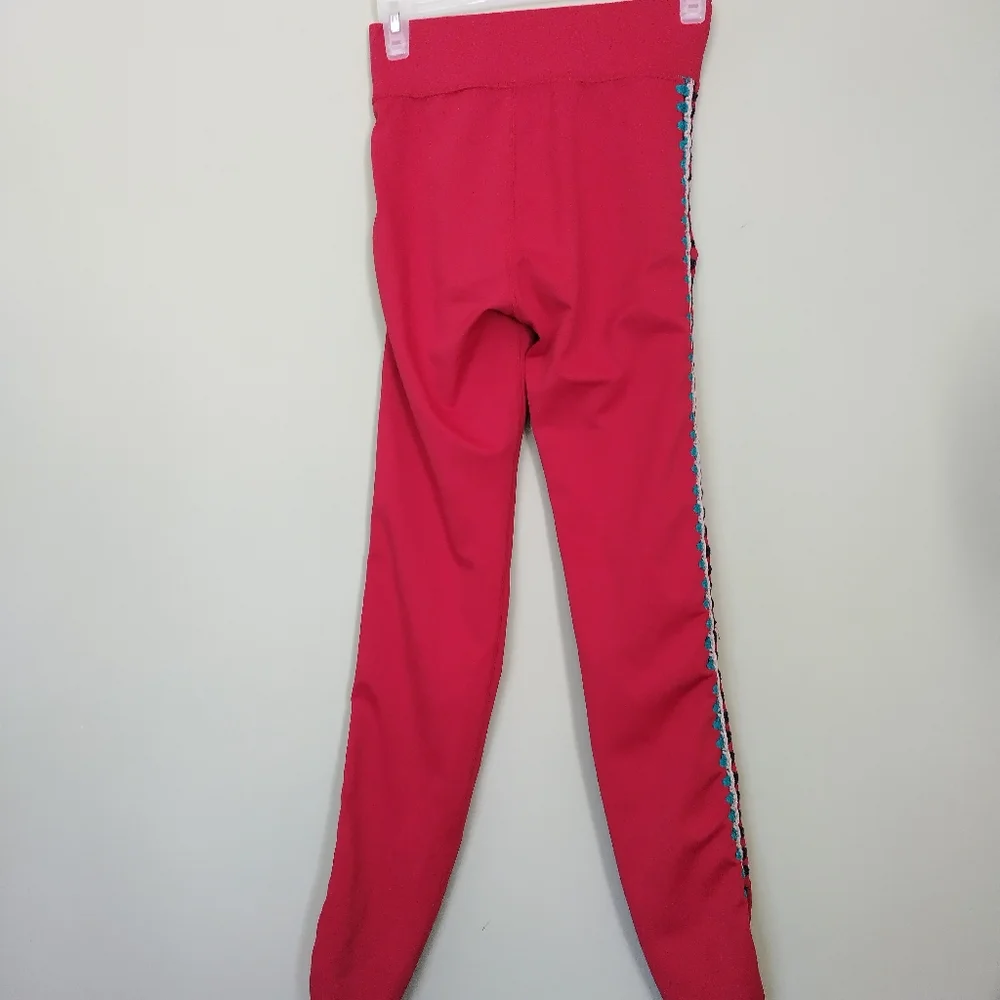Carbon38 Womens XS Red Crochet Side Seam High Waisted Leggings - Picture 8 of 11